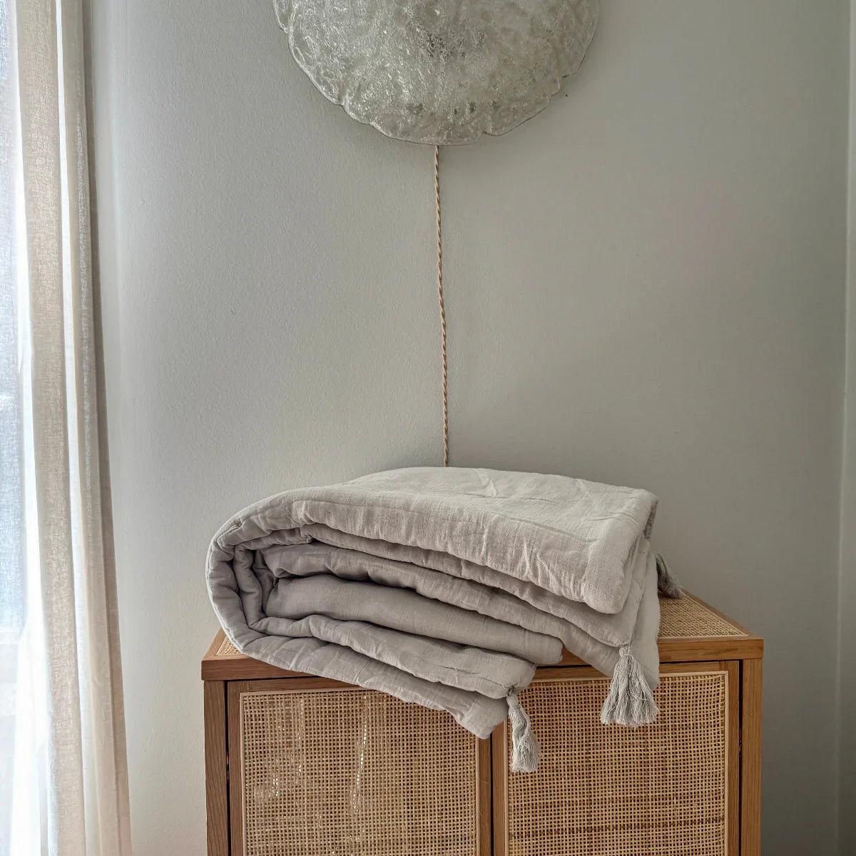Vattæppe/quilt Lysegrå 90x200 ekstra kraftig