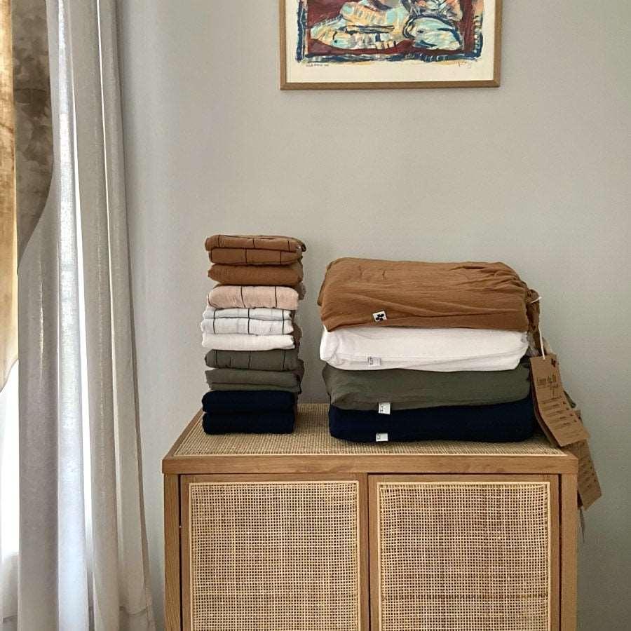 Sengesæt i Camel brun bomuld, 140x200, 60x60 - Stay inn