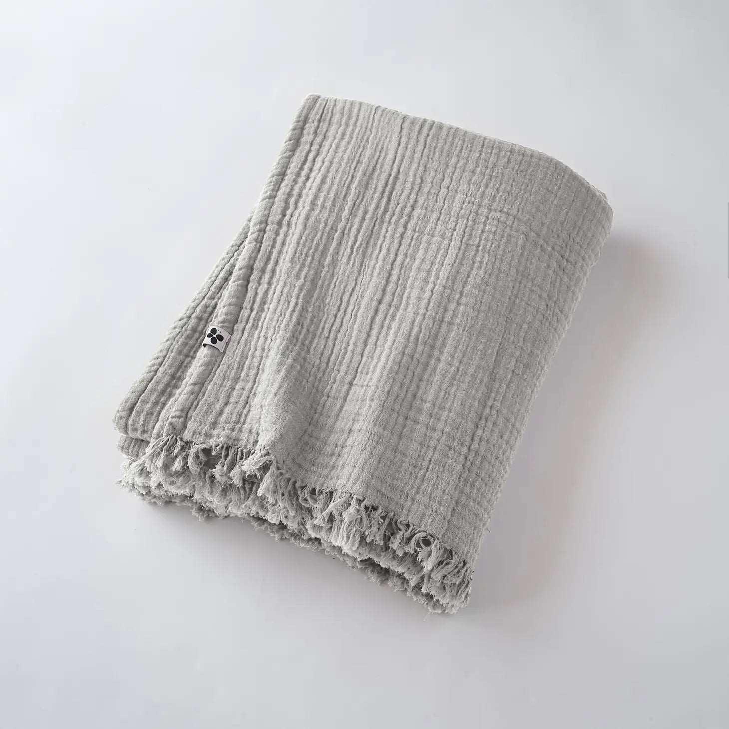 Vaflet plaid - bomuld med frynser - Cloud - Stay inn