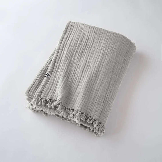 Vaflet plaid - bomuld med frynser - Cloud - Stay inn