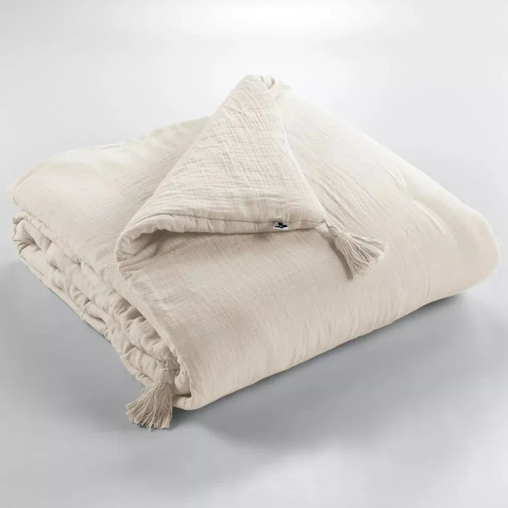 Vattæppe/quilt lys beige 90x200 ekstra kraftig