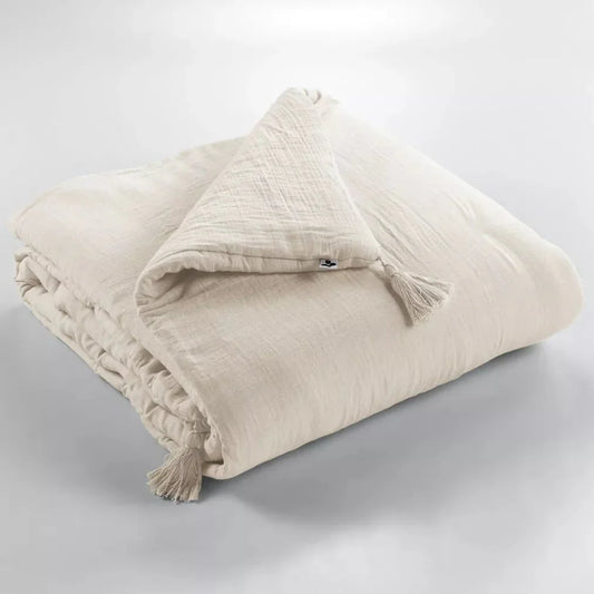 Vattæppe/quilt lys beige 90x200 ekstra kraftig