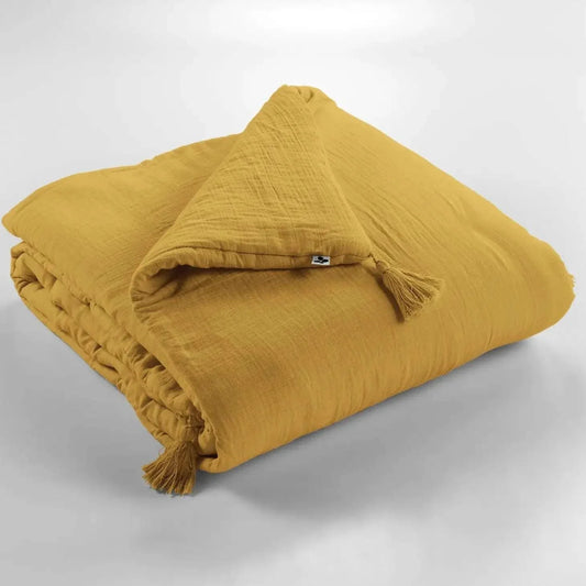 Quilted vattæppe Safran Gul 90x200 ekstra kraftig - Stay inn