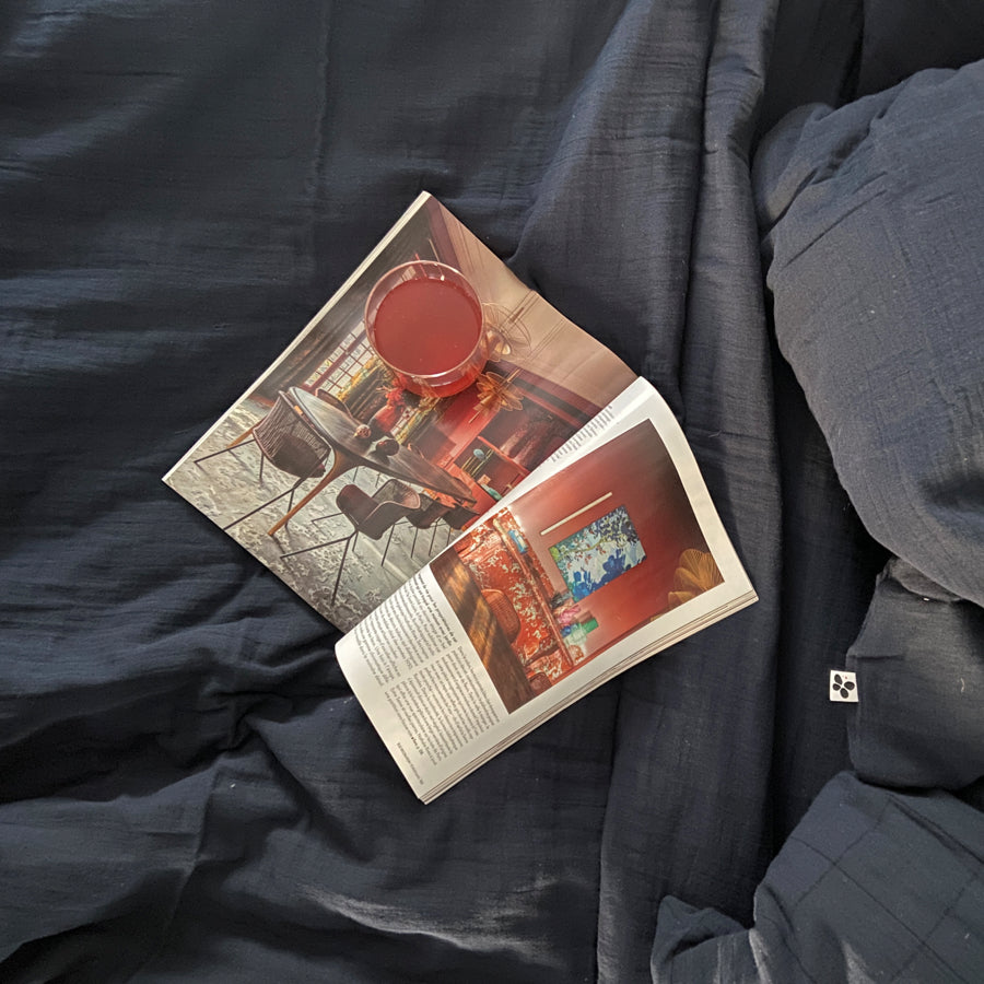 Cotton duvet cover - Dark blue