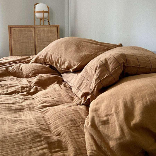 Dynebetræk - bomuldsgaze - Camel - Stay inn