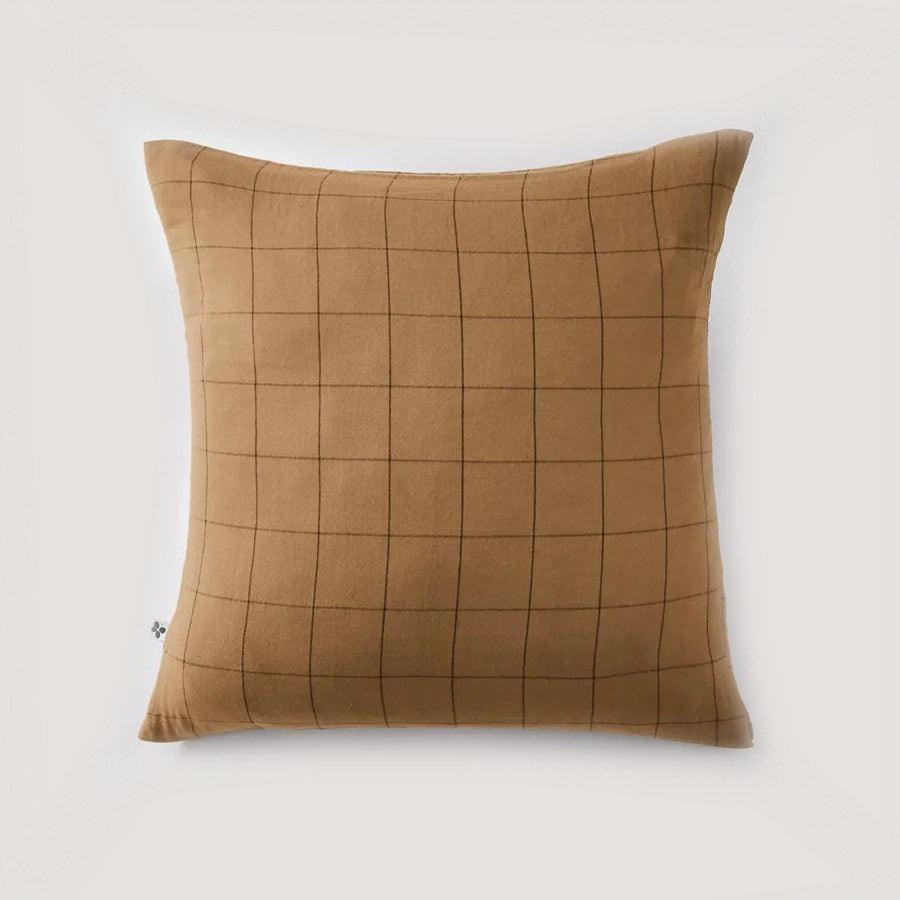Pudebetræk - Ternet bomuldsgaze - Camel - 60x60 - Stay inn