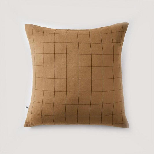 Pudebetræk - Ternet bomuldsgaze - Camel - 60x60 - Stay inn