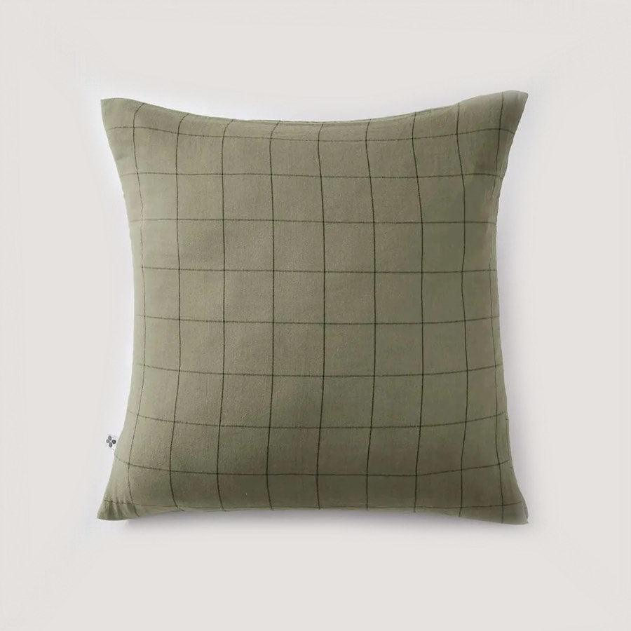 Pudebetræk - Ternet bomuldsgaze - Olive green - 60x60 - Stay inn