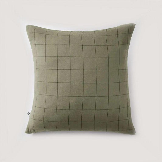 Pudebetræk - Ternet bomuldsgaze - Olive green - 60x60 - Stay inn