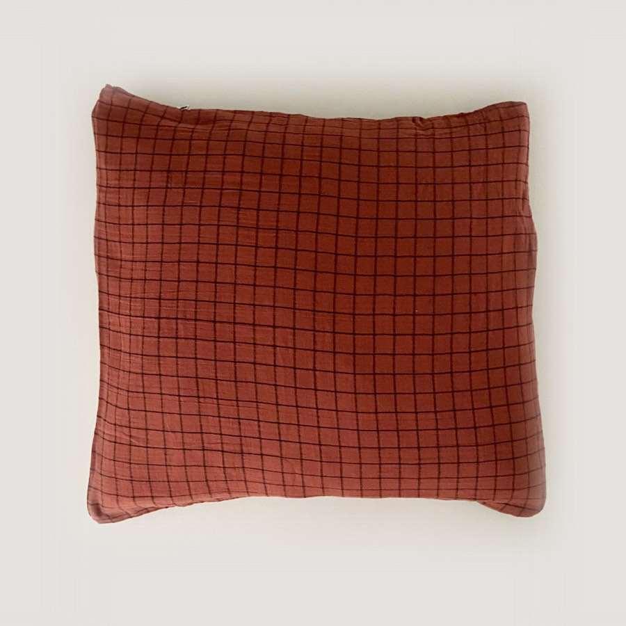 Pudebetræk i Ternet bomuldsgaze - Terracotta 60x60