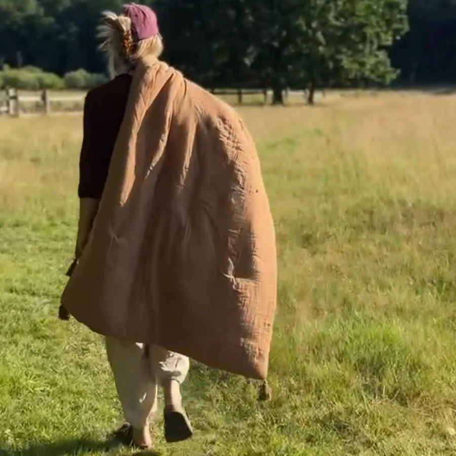 Vattæppe/quilt Camel brun 90x200 ekstra kraftig